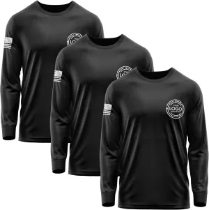 3 Pack Custom Shirts for Men, Long Sleeve Hi Visibility T Shirt Safety Customized Workwear Company Uniform Tops Black