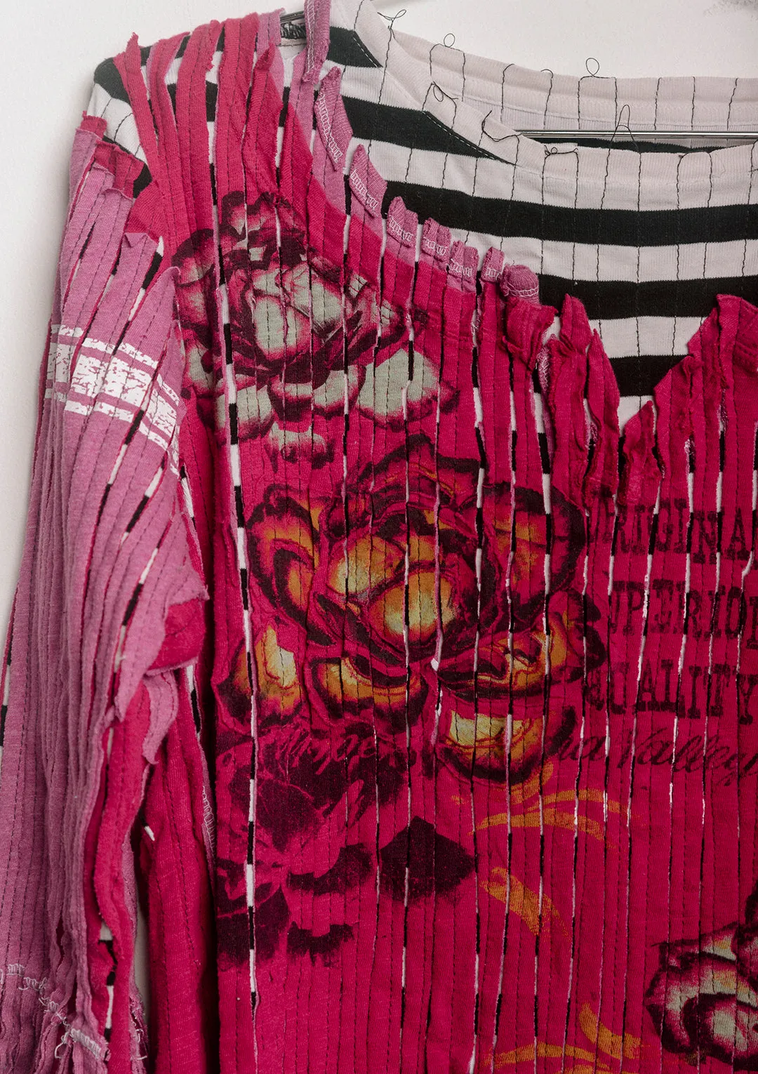 3T Long Sleeve Tee (Stripe, Pink, and Hot Pink Floral)