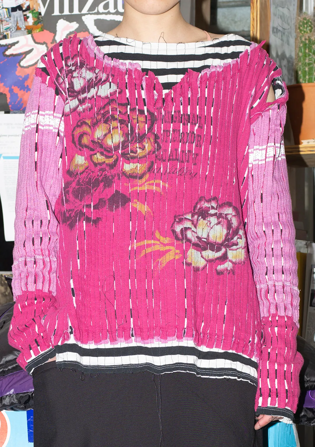 3T Long Sleeve Tee (Stripe, Pink, and Hot Pink Floral)