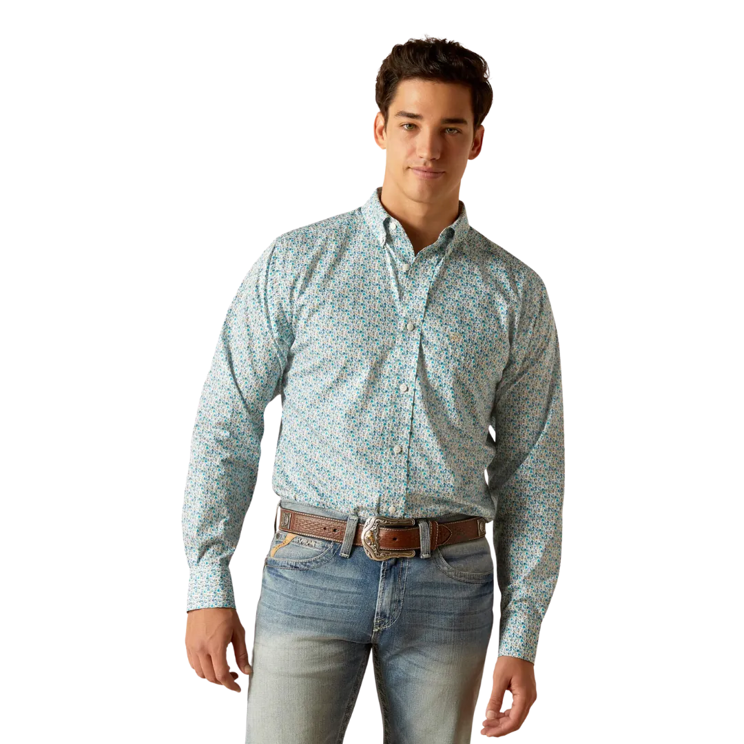 Ariat Men's Wrinkle Free Kellen Fitted Blue Shirt