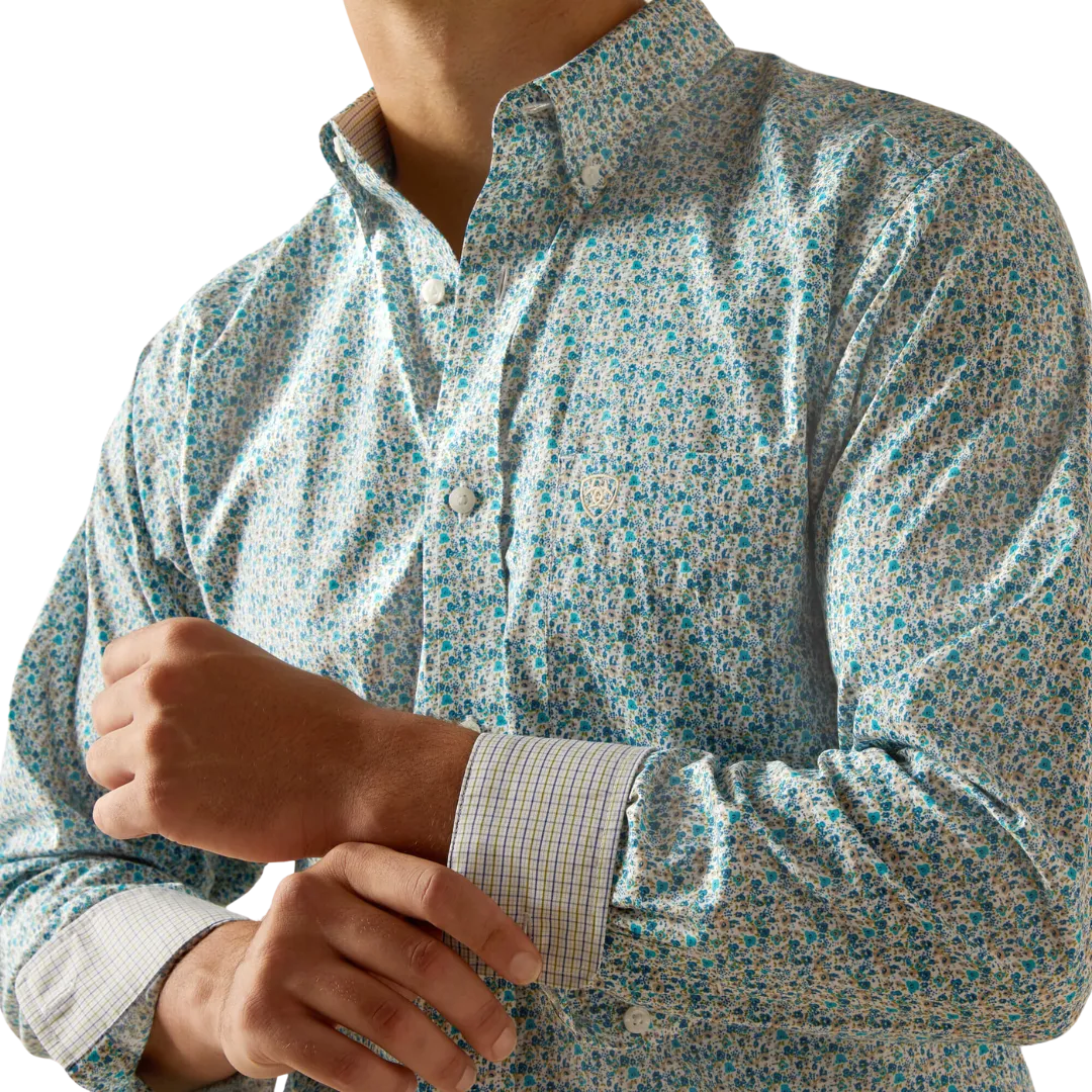 Ariat Men's Wrinkle Free Kellen Fitted Blue Shirt