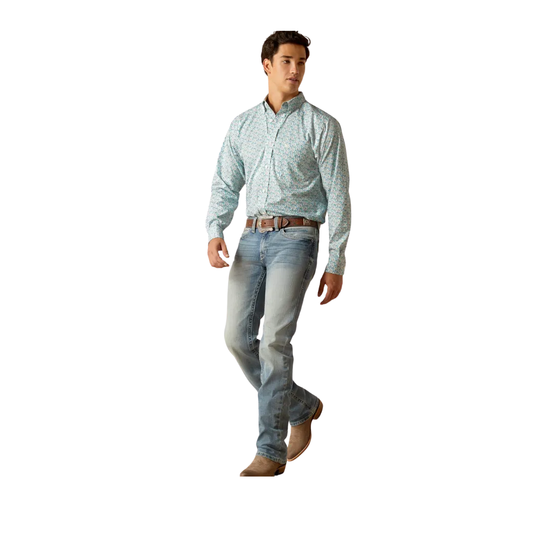 Ariat Men's Wrinkle Free Kellen Fitted Blue Shirt