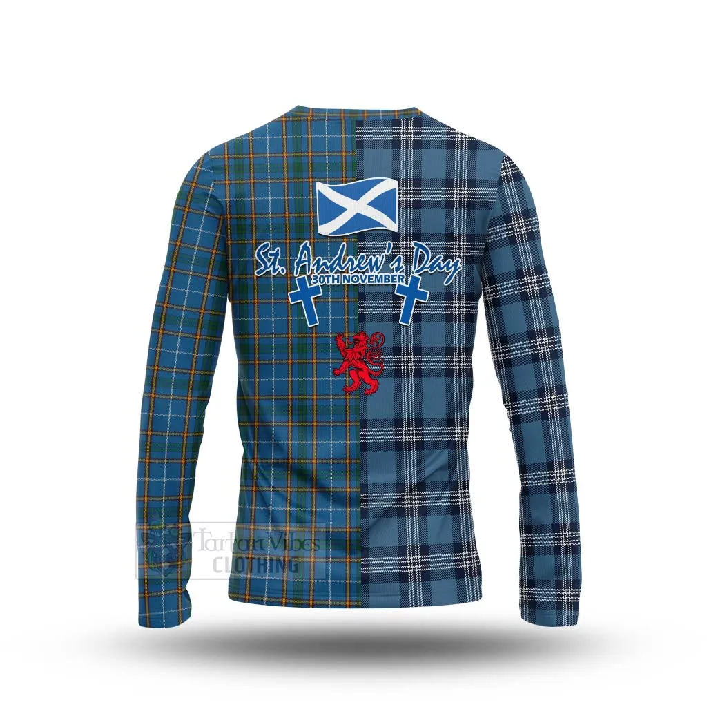 Bain Tartan Long Sleeve T-Shirt Happy St. Andrew's Day Half Tartan Style