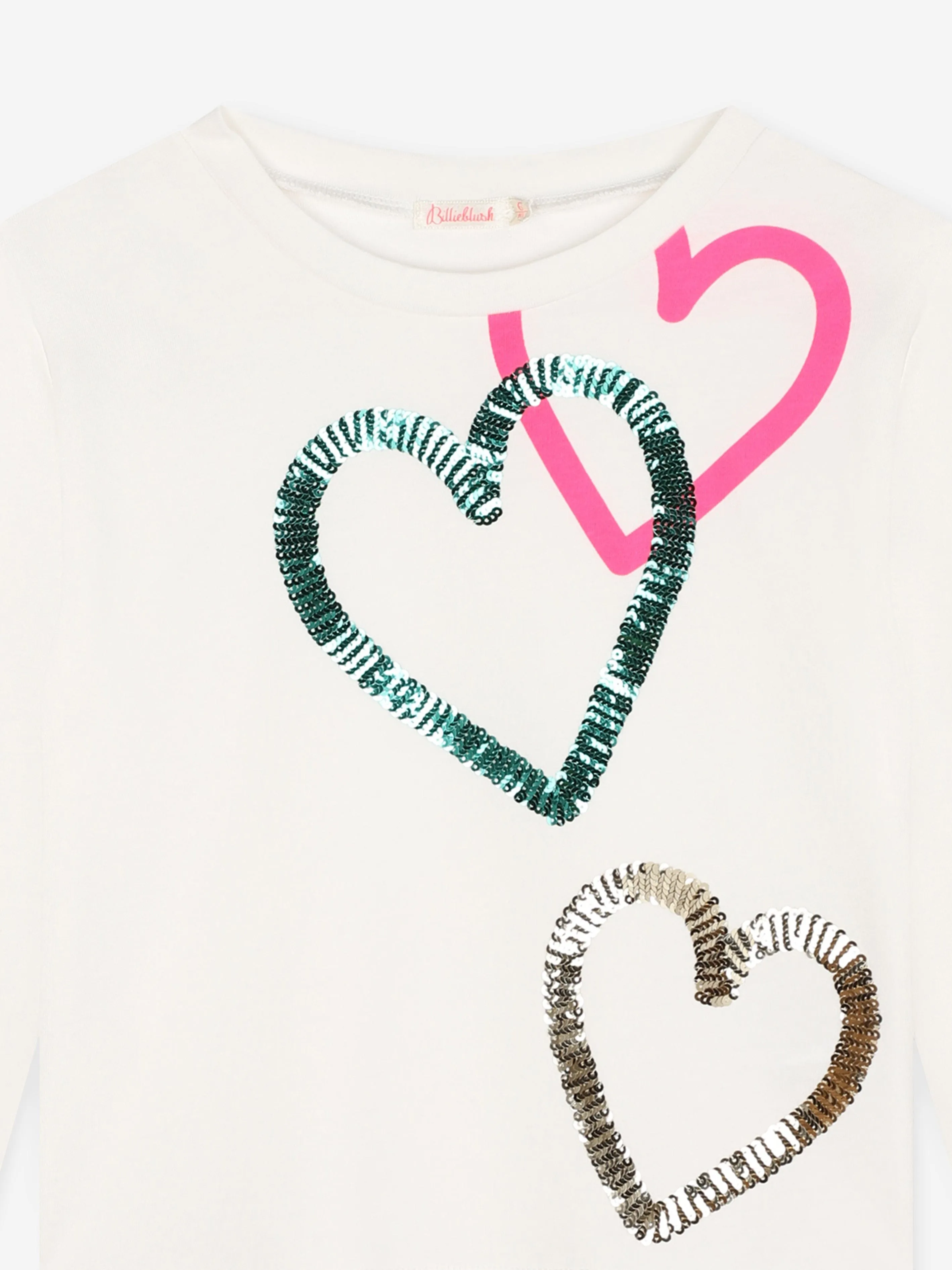 Billieblush Girls Long Sleeve Heart T-Shirt in Ivory