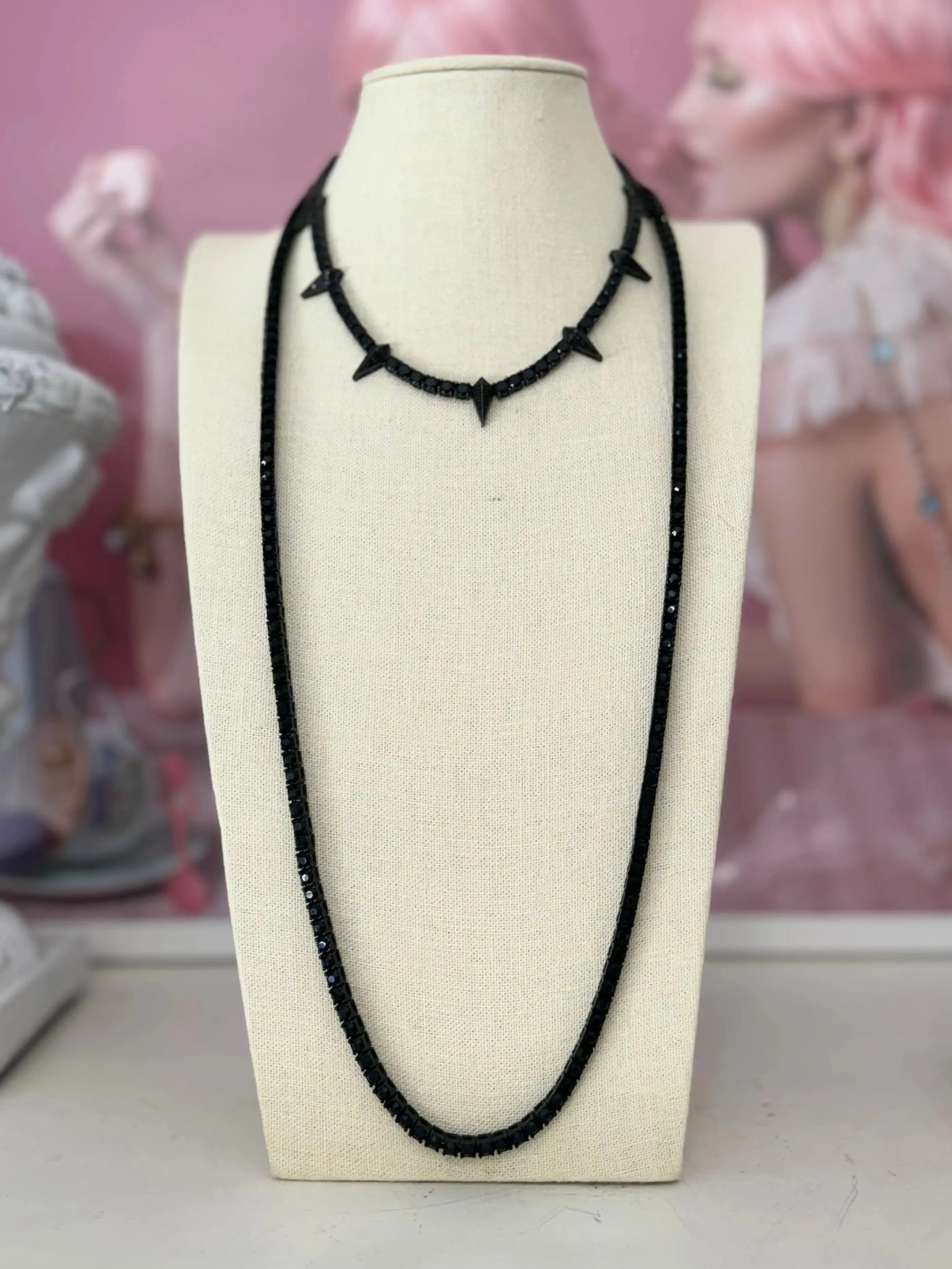 Black Jewel Necklace- Long