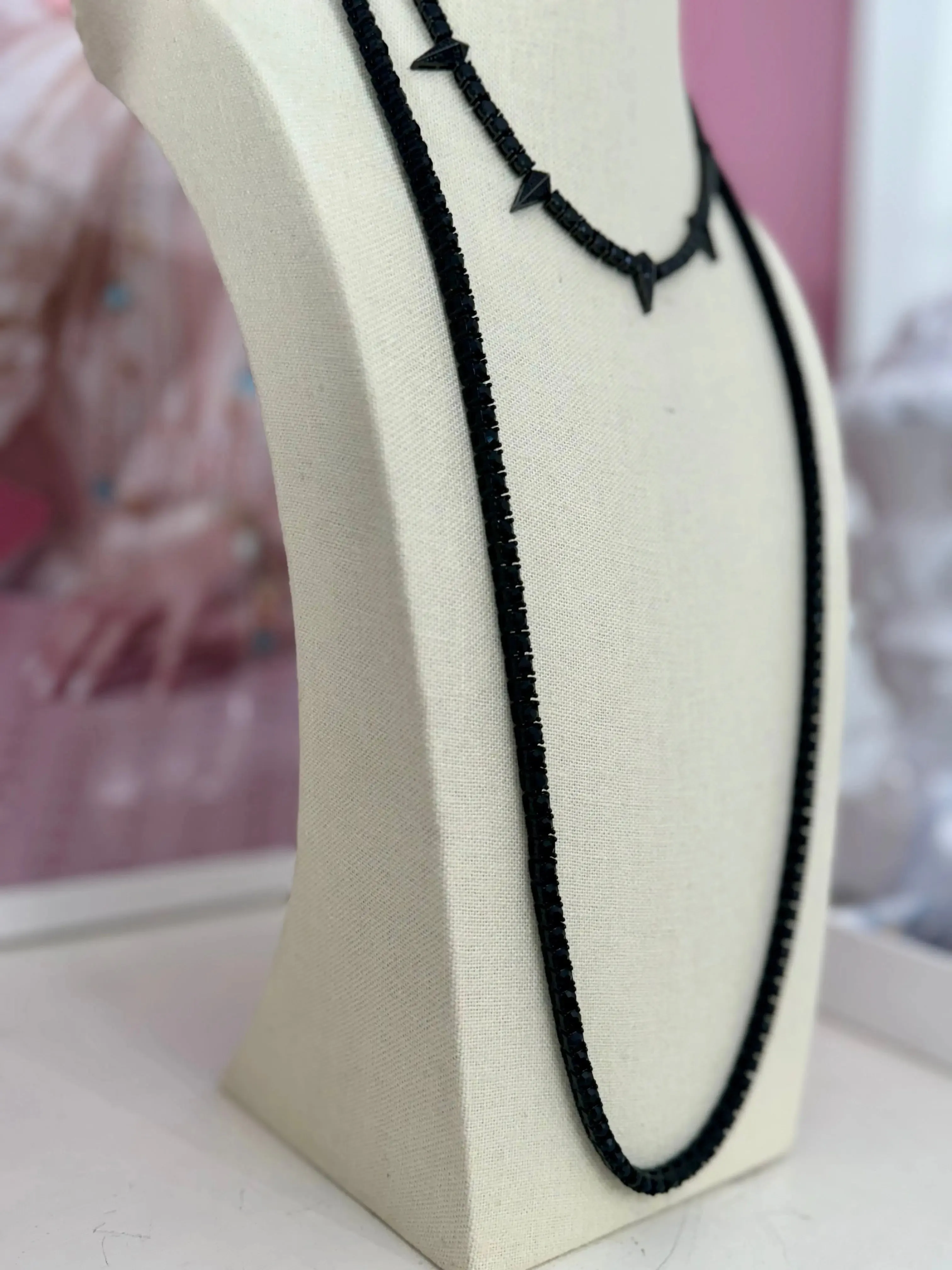 Black Jewel Necklace- Long