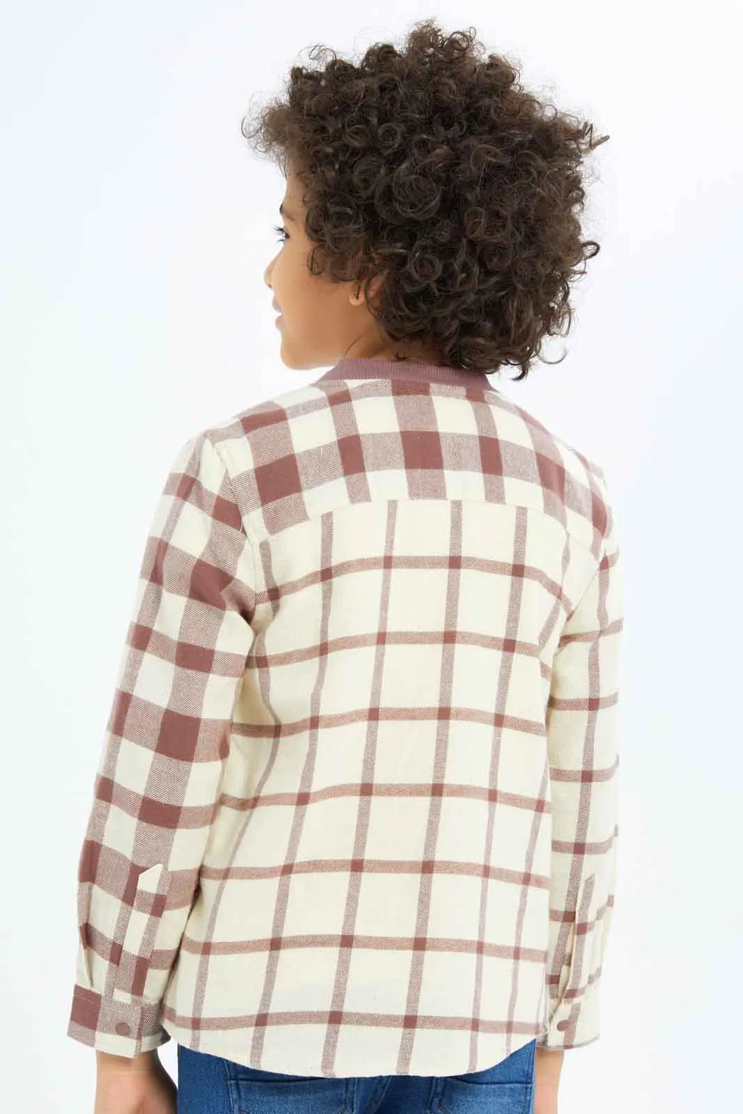 Boys Brown Flannel Check Shirt And T-Shirt Set (2 Piece)