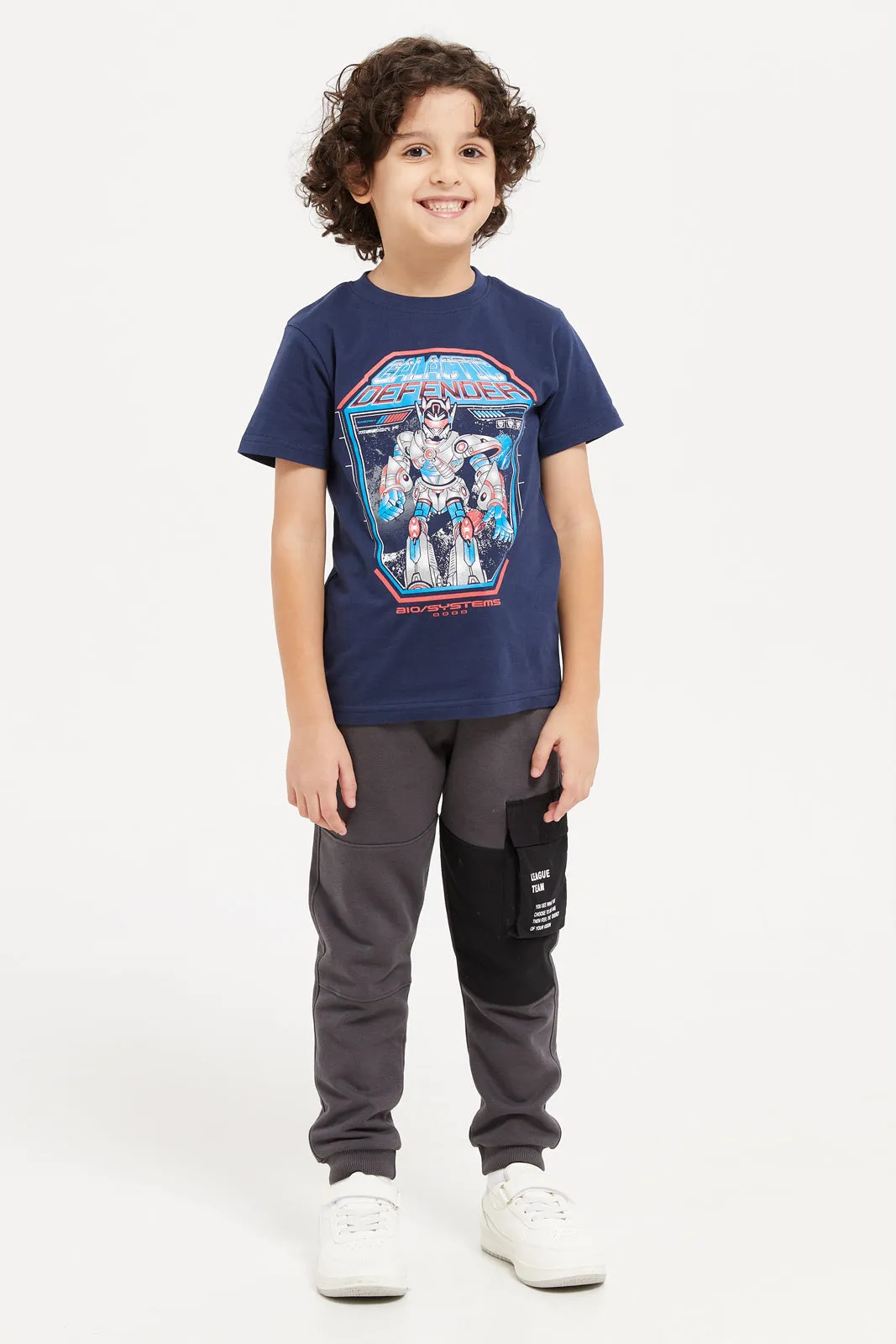 Boys Navy Defender Graphic T-Shirt