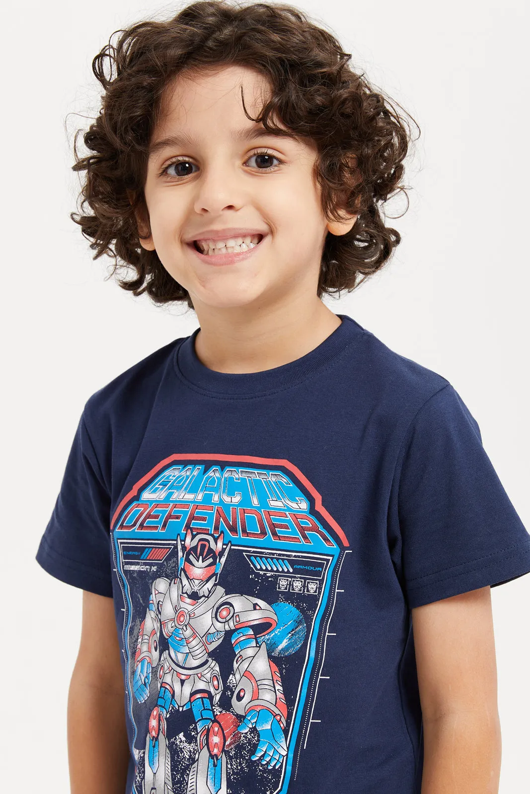 Boys Navy Defender Graphic T-Shirt