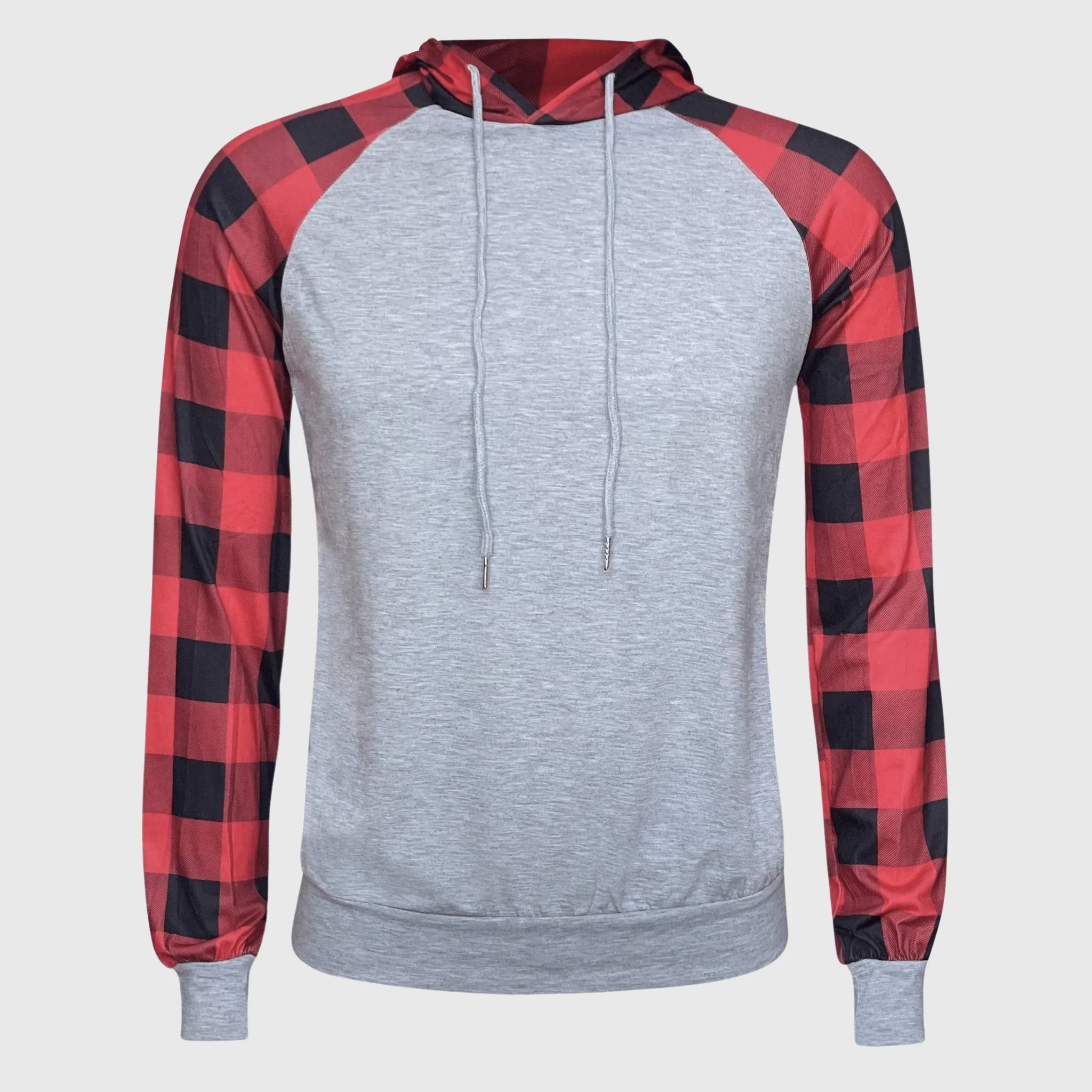 Buffalo Plaid Plain Raglan Hoodie