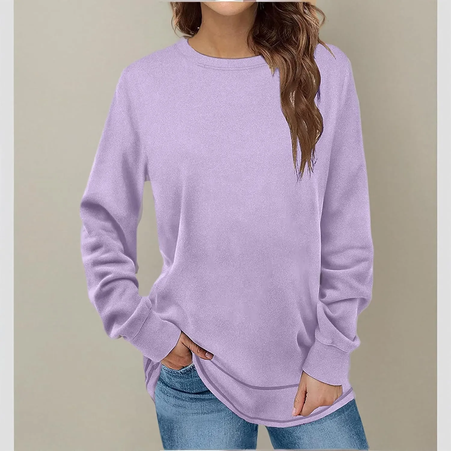 Ceboyel Womens Long Sleeve T Shirts 2023 Loose Fit Tops Round Neck Causal Blouses Shirt Trendy Fall Winter Outfits Clothes