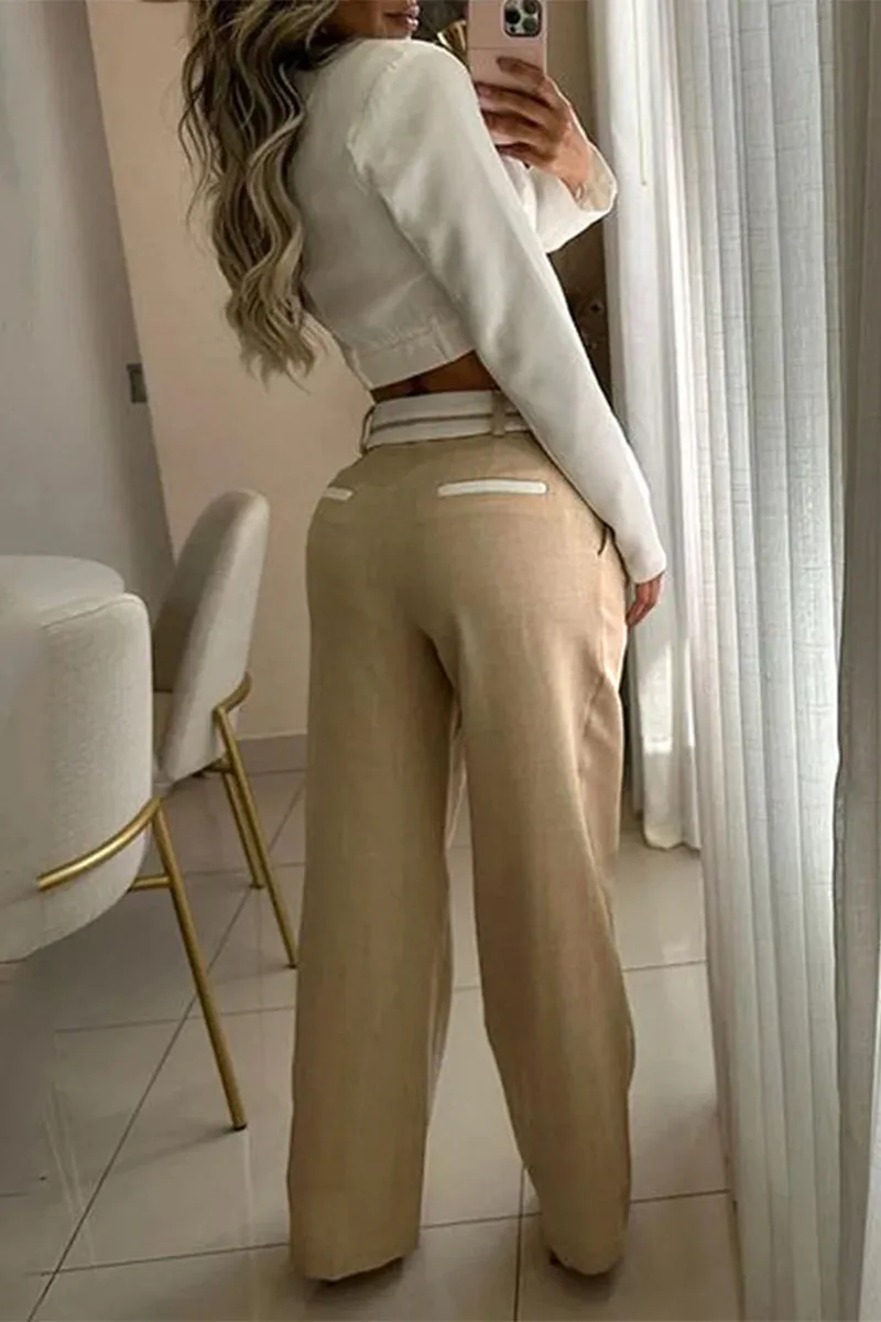Celebrities Elegant Solid Pocket V Neck Long Sleeve Two Pieces