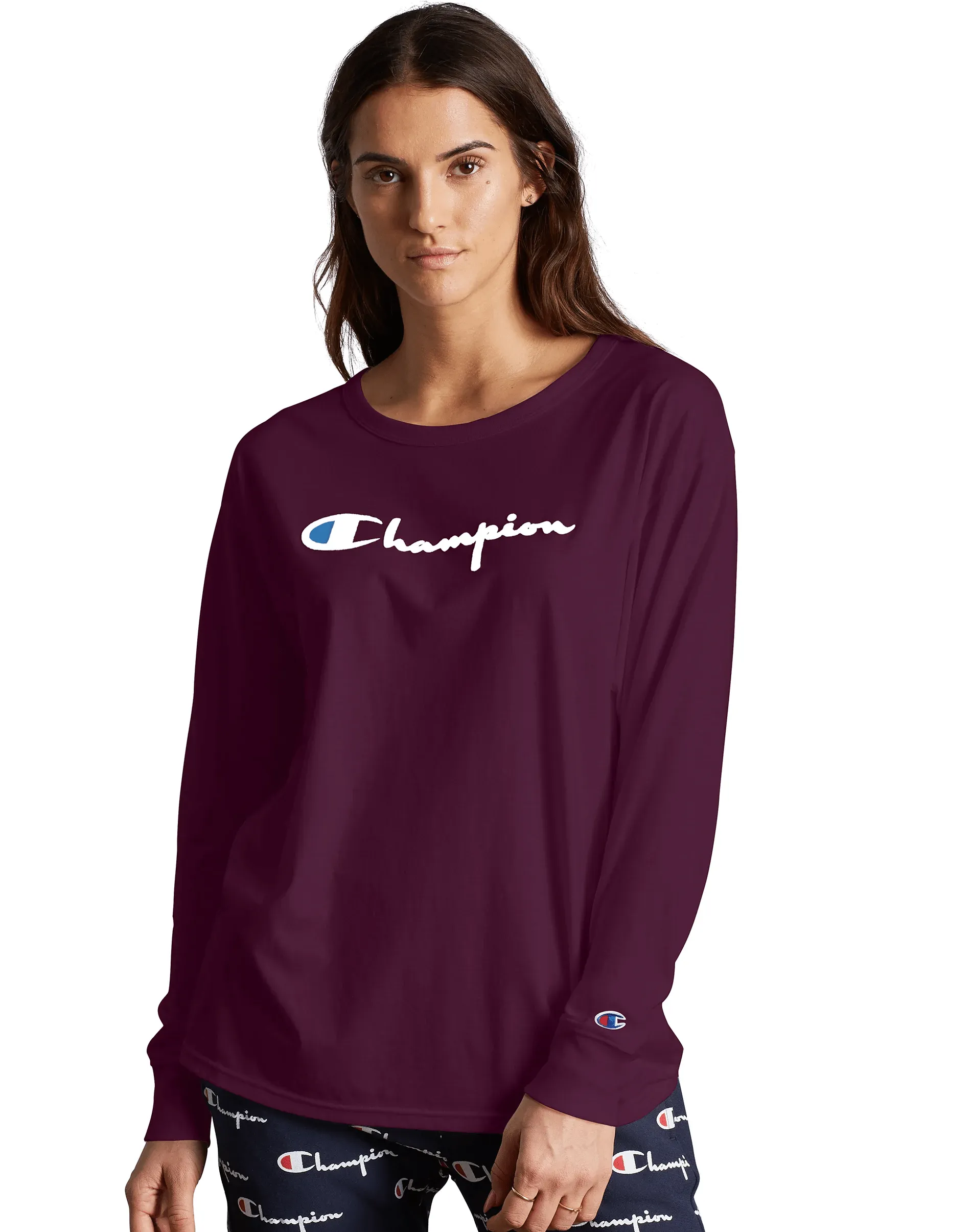 Champion Original Long-Sleeve Women's Tee, Flocked Logo