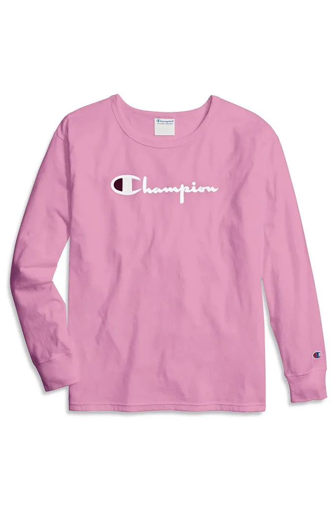 Champion Original Long-Sleeve Women's Tee, Flocked Logo