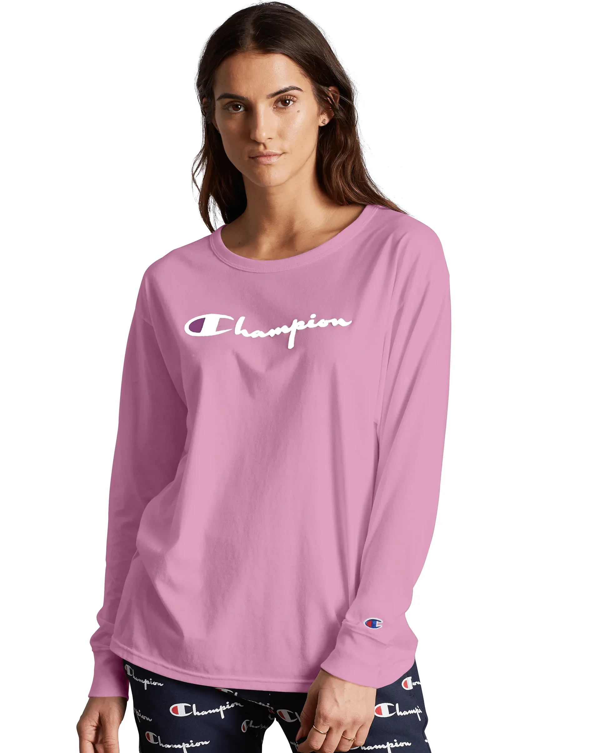 Champion Original Long-Sleeve Women's Tee, Flocked Logo