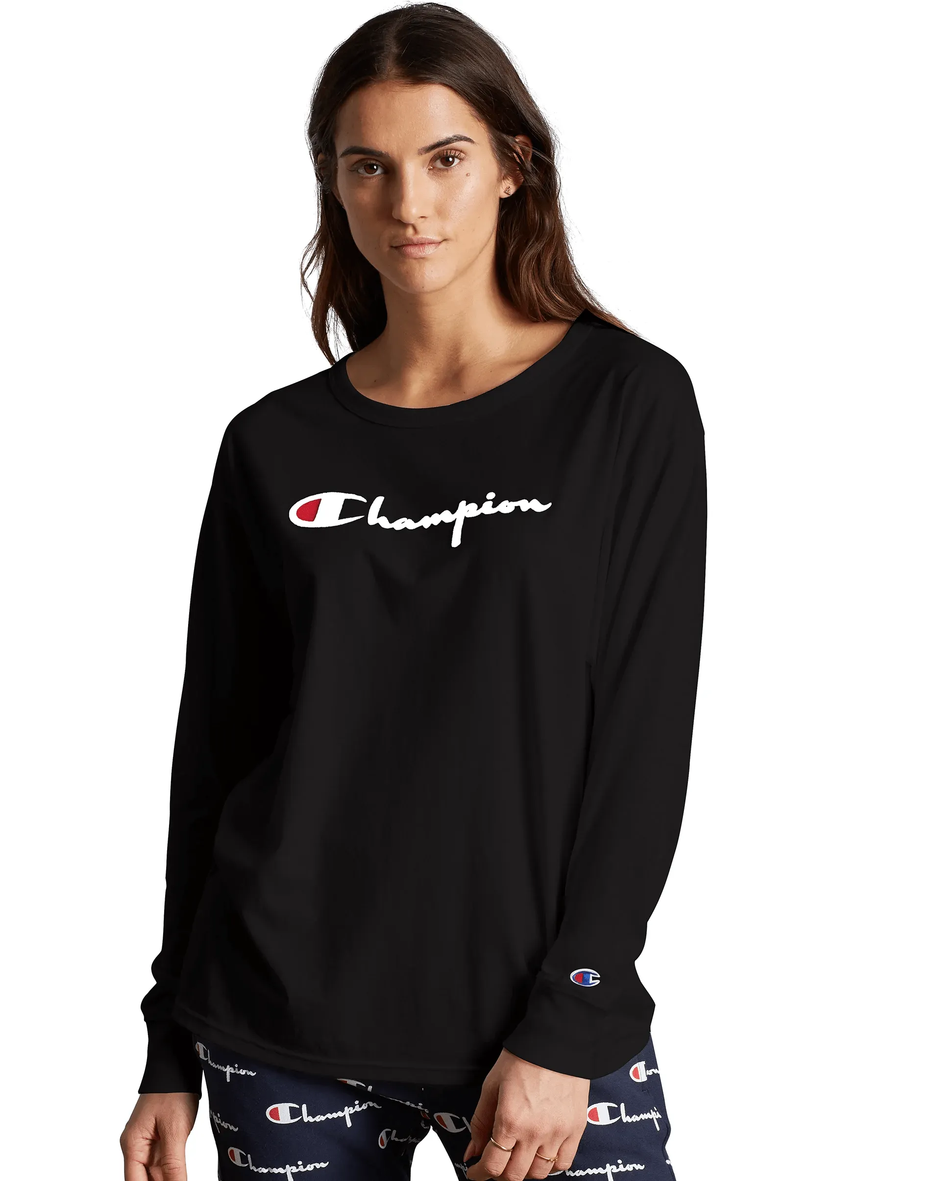 Champion Original Long-Sleeve Women's Tee, Flocked Logo