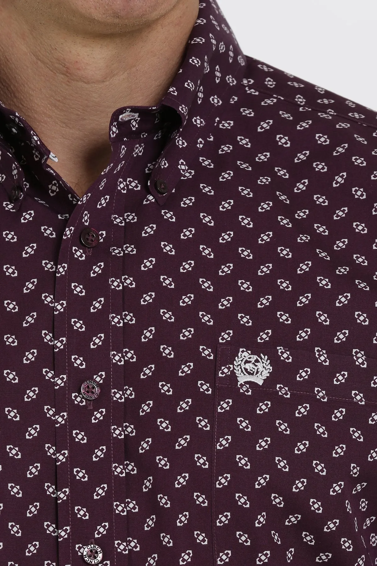 Cinch Mens Geometric Print Button Down L/S Shirt - MTW1105351 - On Sale