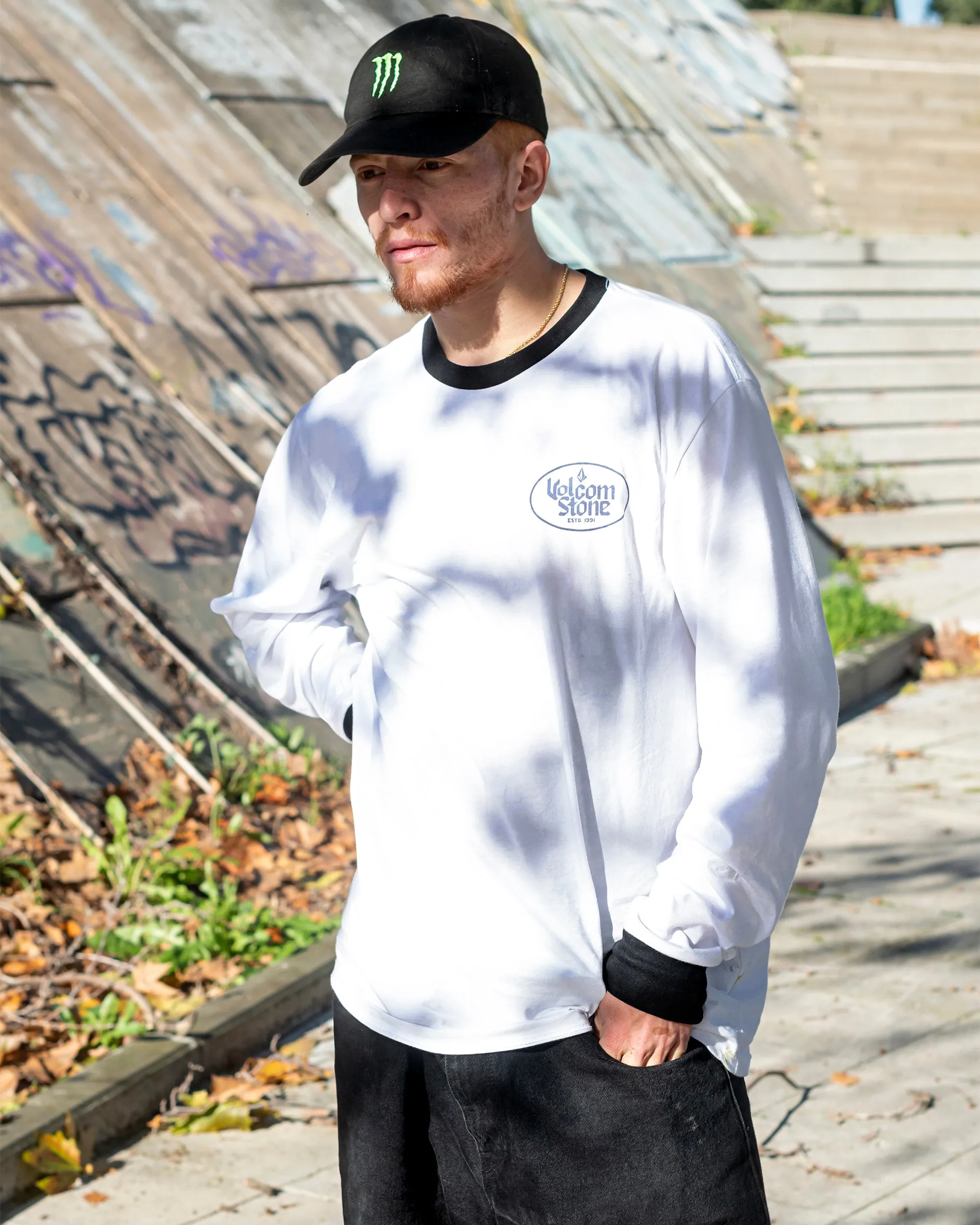 Cognac Long Sleeve Tee - White