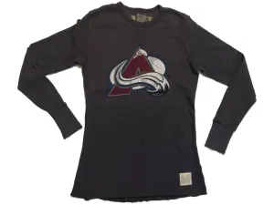 Colorado Avalanche Retro Brand WOMEN Gray Waffle Long Sleeve T-Shirt