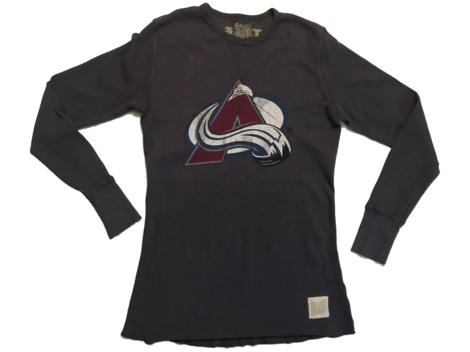 Colorado Avalanche Retro Brand WOMEN Gray Waffle Long Sleeve T-Shirt