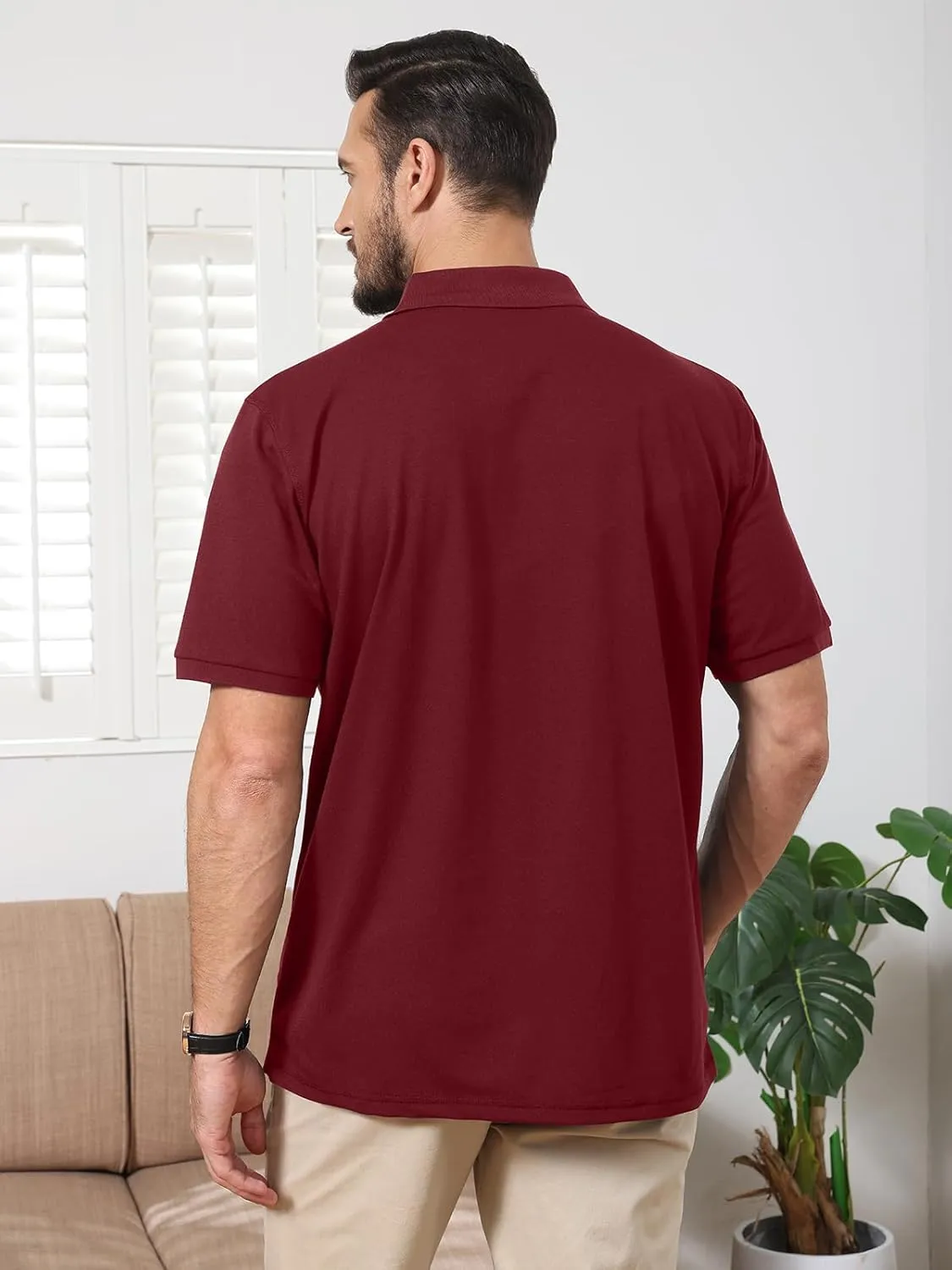 Corna Cotton Blend Men's Polo Shirts Short Sleeve Casual Stylish Solid Performance Dry Fit Golf Shirts for Men