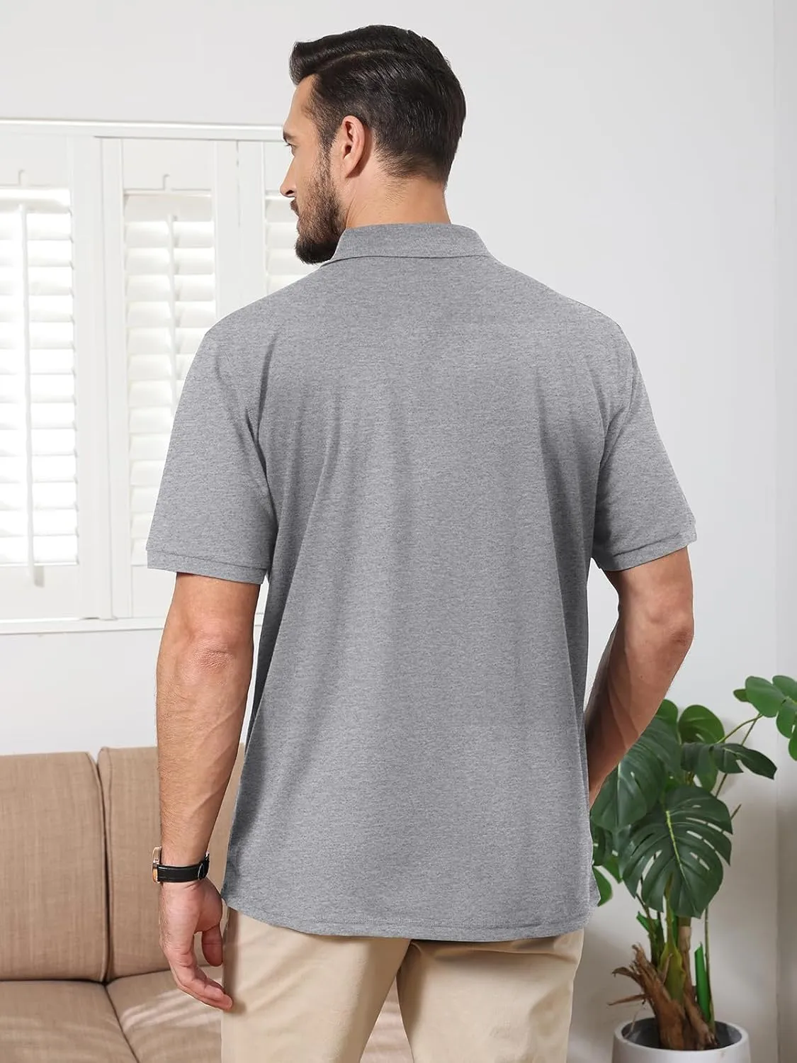 Corna Cotton Blend Men's Polo Shirts Short Sleeve Casual Stylish Solid Performance Dry Fit Golf Shirts for Men