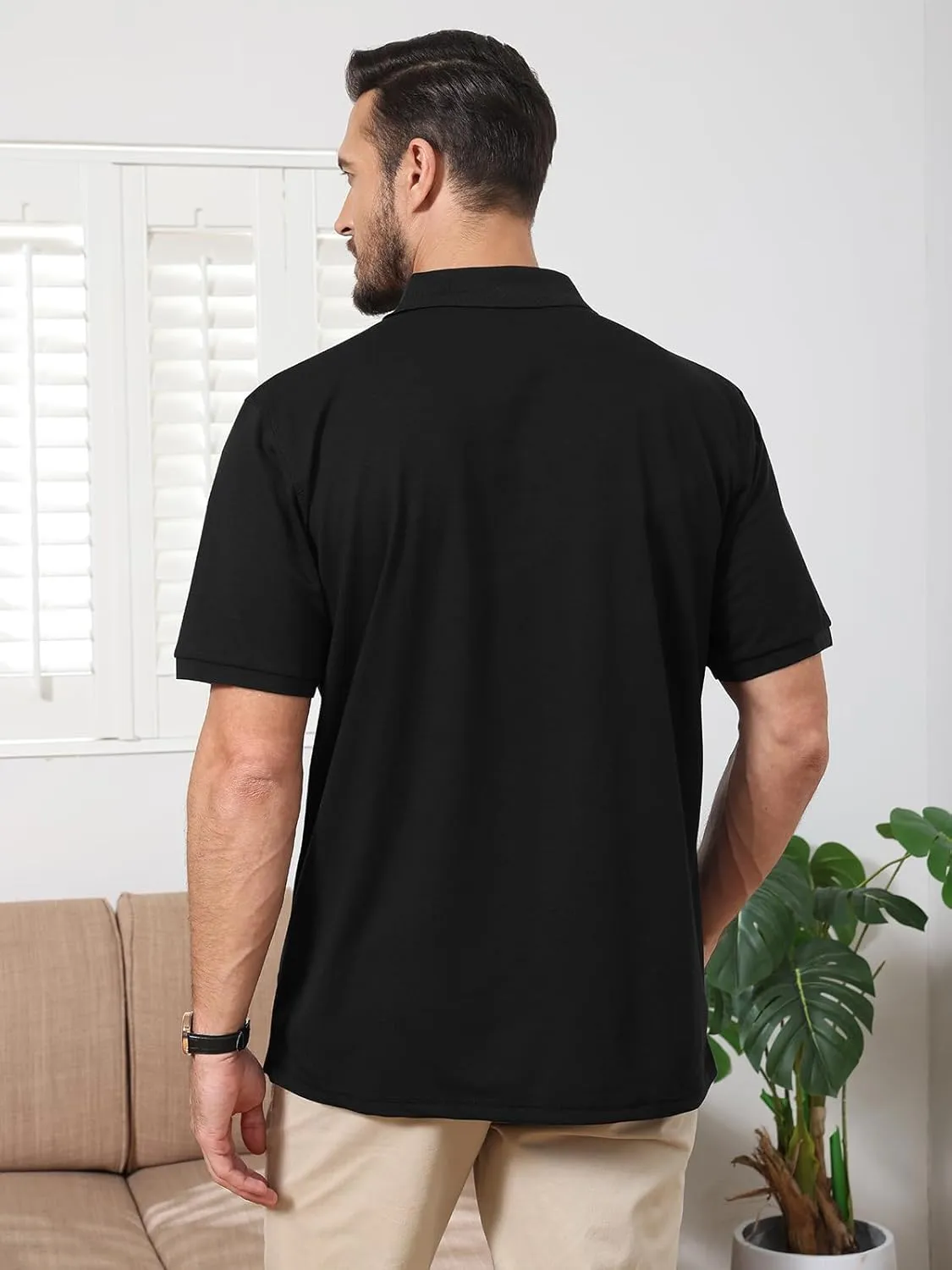 Corna Cotton Blend Men's Polo Shirts Short Sleeve Casual Stylish Solid Performance Dry Fit Golf Shirts for Men