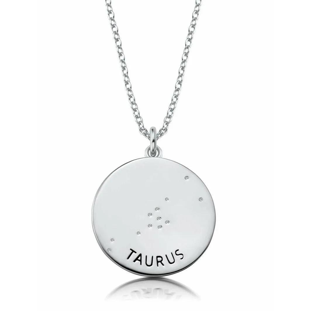 CRISLU TAURUS  ZODIAC NECKLACE FINISHED IN PURE PLATINUM