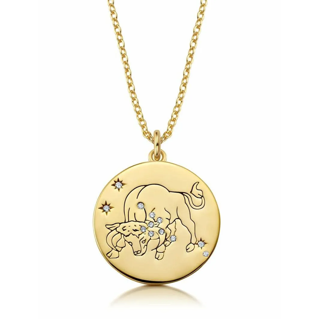 CRISLU TAURUS  ZODIAC NECKLACE FINISHED IN PURE PLATINUM