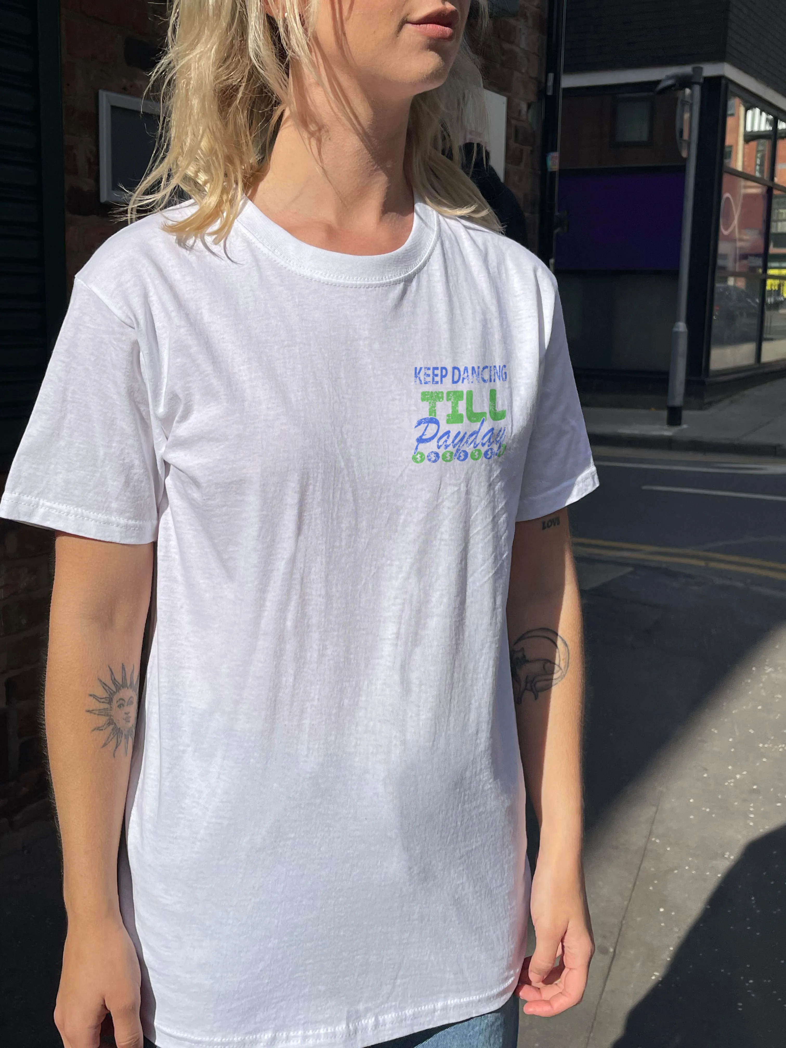 Daisy Street Relaxed T-Shirt with Dancing Till Payday Print