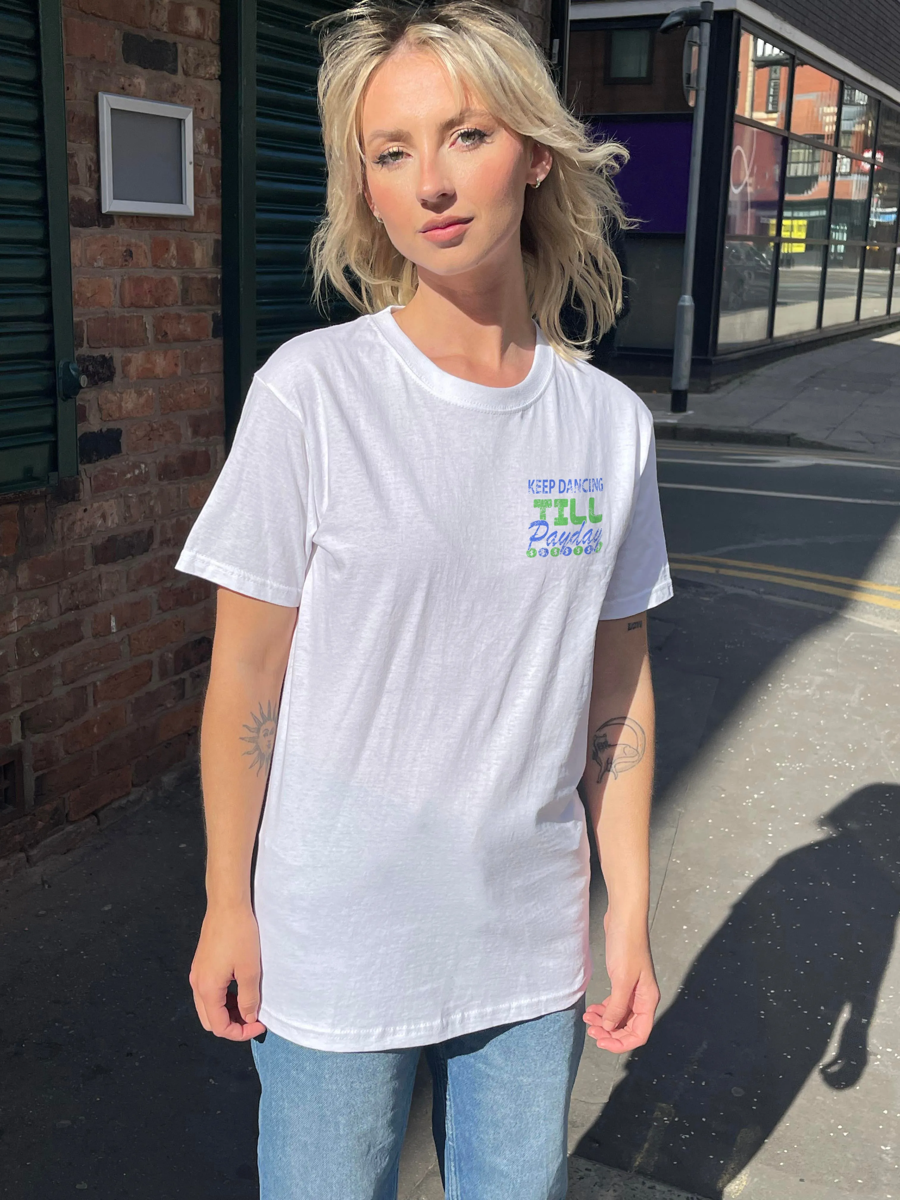 Daisy Street Relaxed T-Shirt with Dancing Till Payday Print