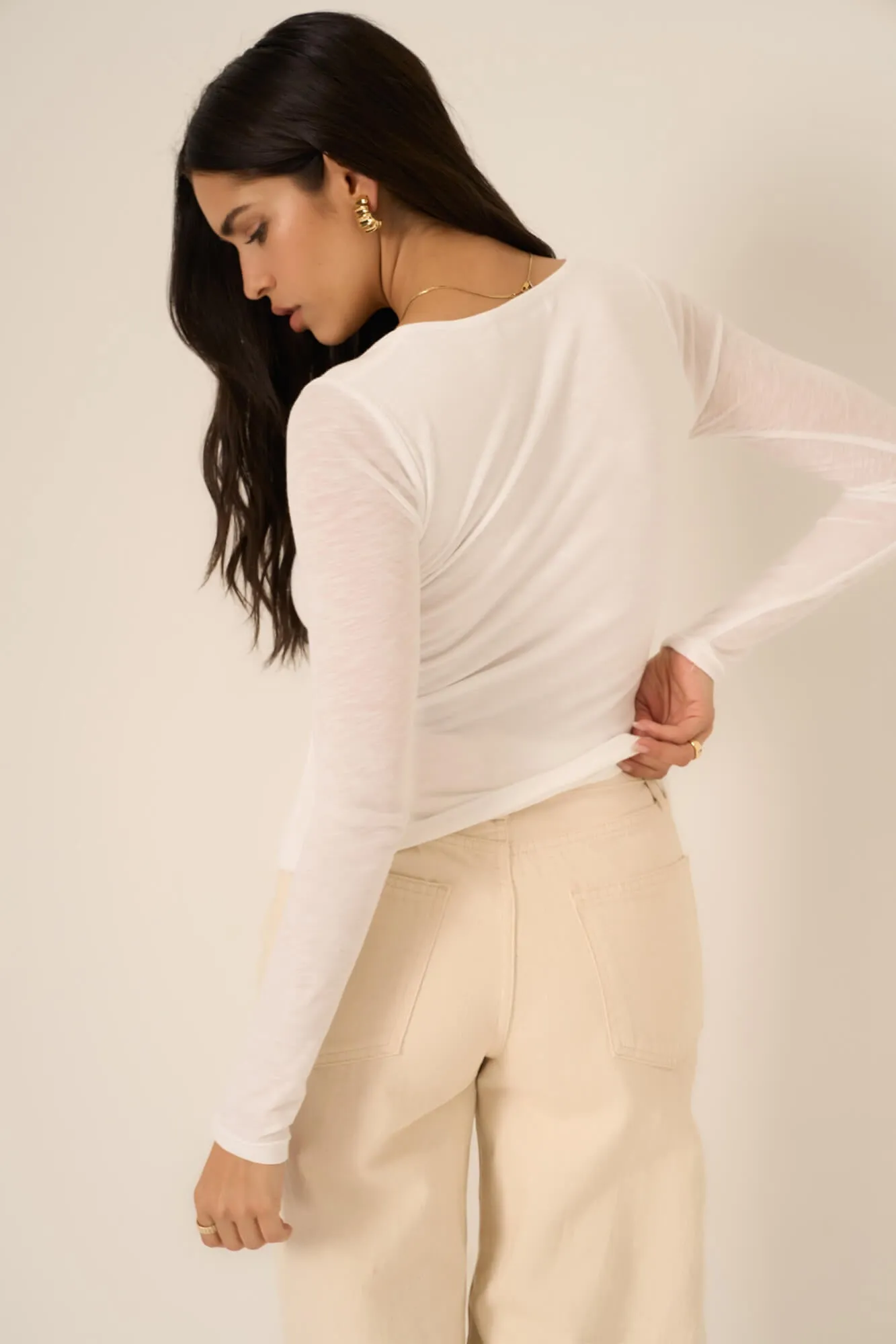 Danni Seamless Square Neck Long Sleeve - White