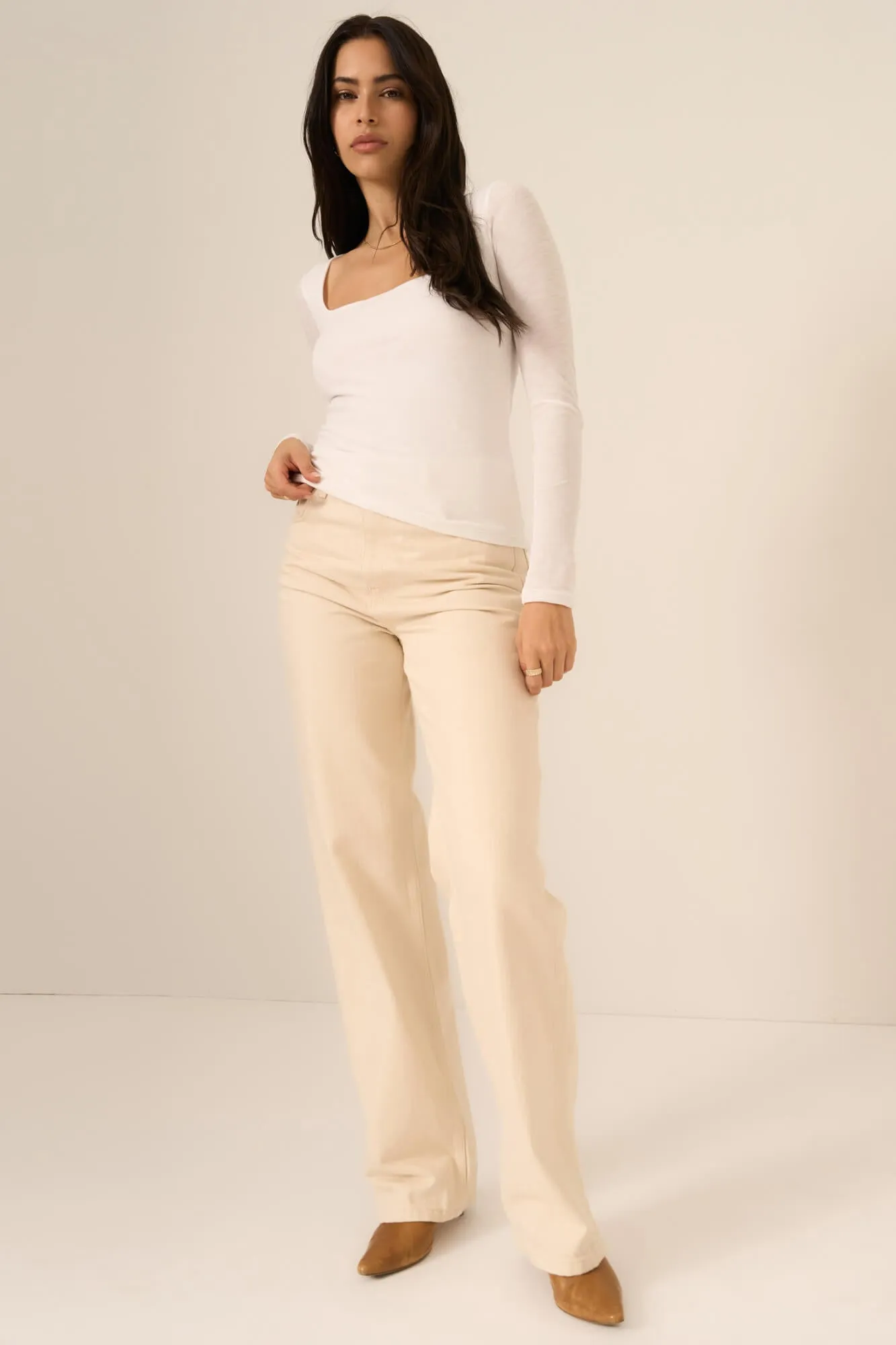 Danni Seamless Square Neck Long Sleeve - White