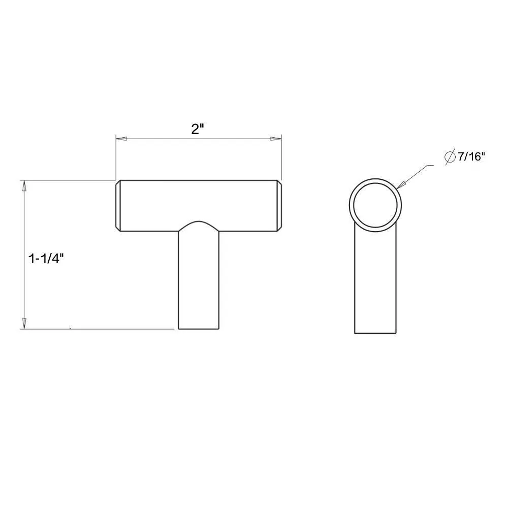 Diversa Matte Black Euro Style T-Bar Cabinet Knob - 10 Pack