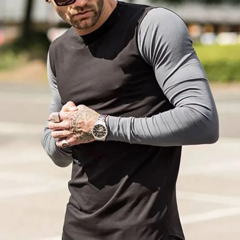 Fashion Colorblock Men's Long Sleeve T-Shirt