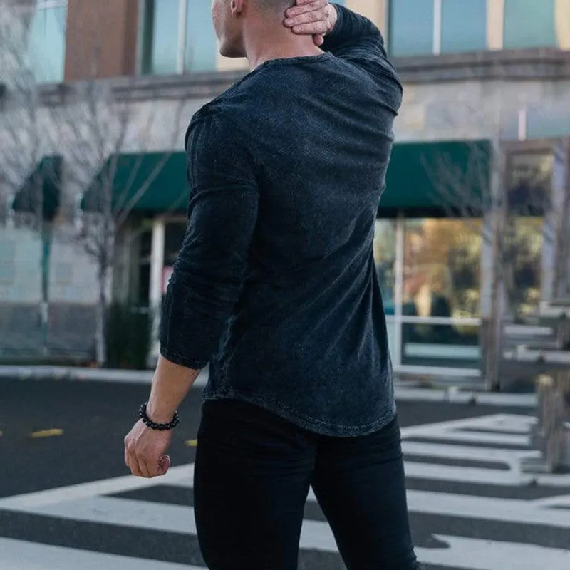 Fashion Irregular Hem Round Neck Long Sleeve T-Shirt