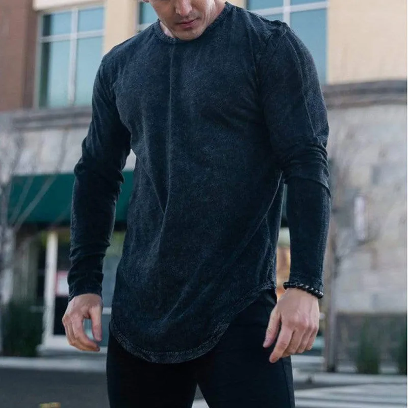 Fashion Irregular Hem Round Neck Long Sleeve T-Shirt