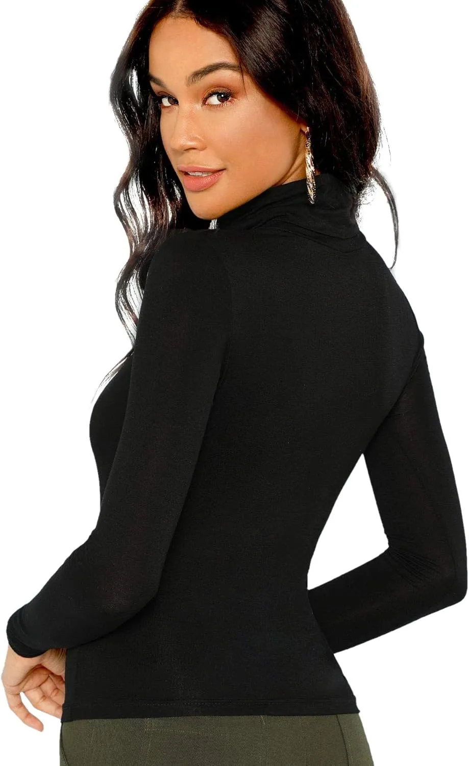 Floerns Women's Long Sleeve Slim Fit Turtleneck Basic T-Shirts