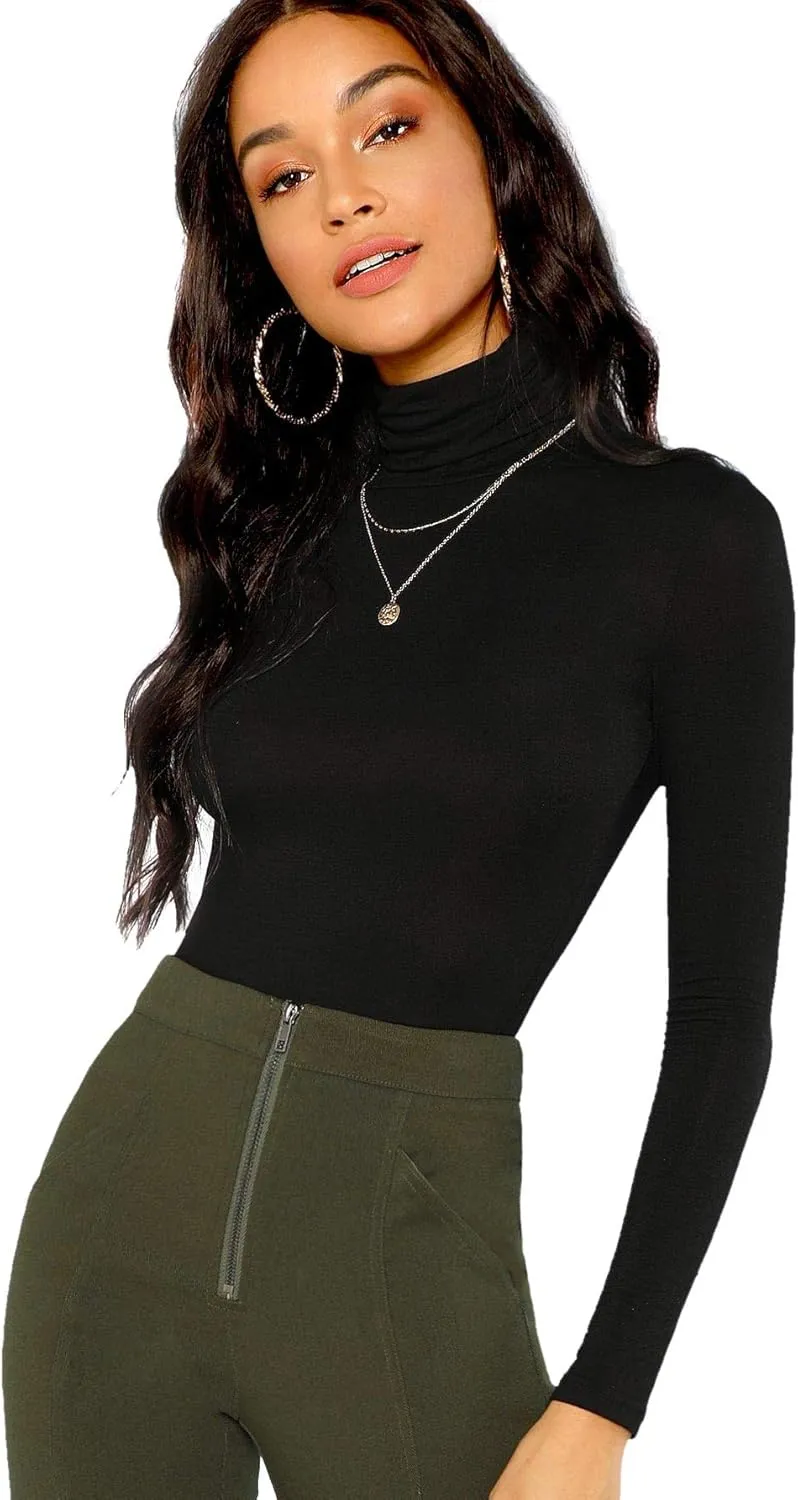 Floerns Women's Long Sleeve Slim Fit Turtleneck Basic T-Shirts