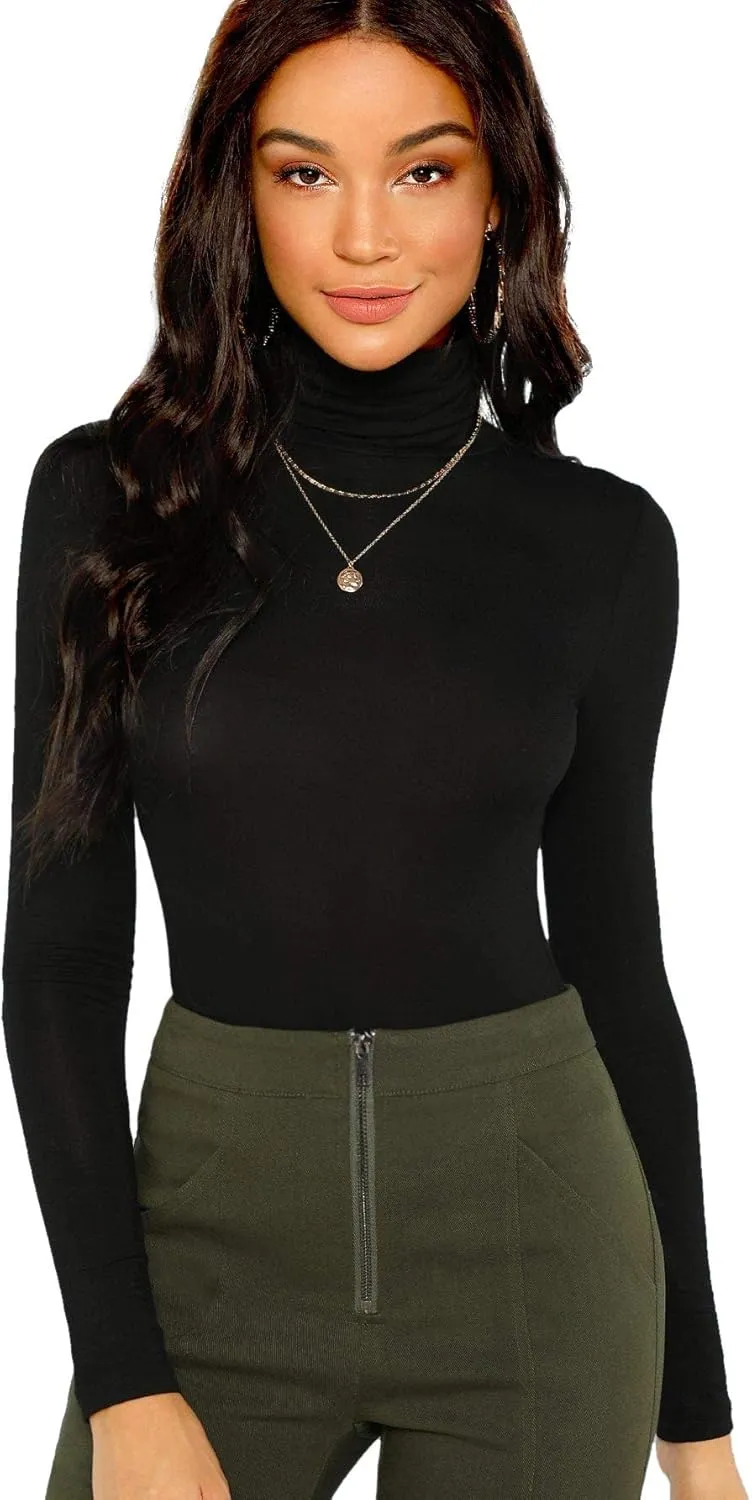 Floerns Women's Long Sleeve Slim Fit Turtleneck Basic T-Shirts