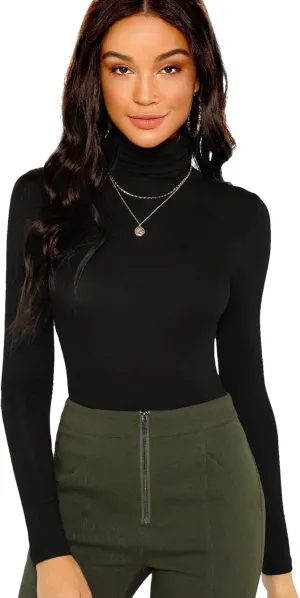 Floerns Women's Long Sleeve Slim Fit Turtleneck Basic T-Shirts