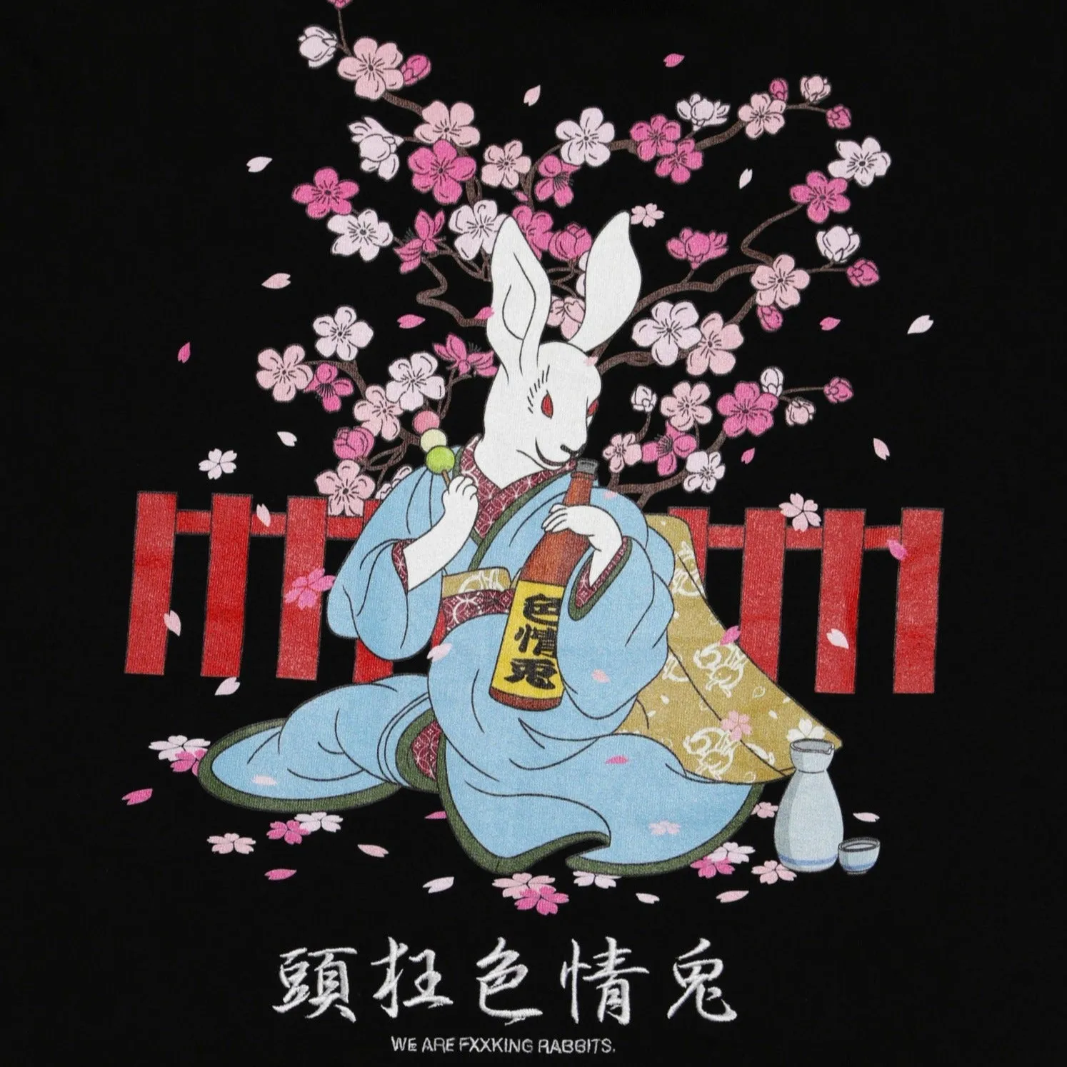 FR2 Fxxking Rabbits Japan Sakura Embroidery Tee Black