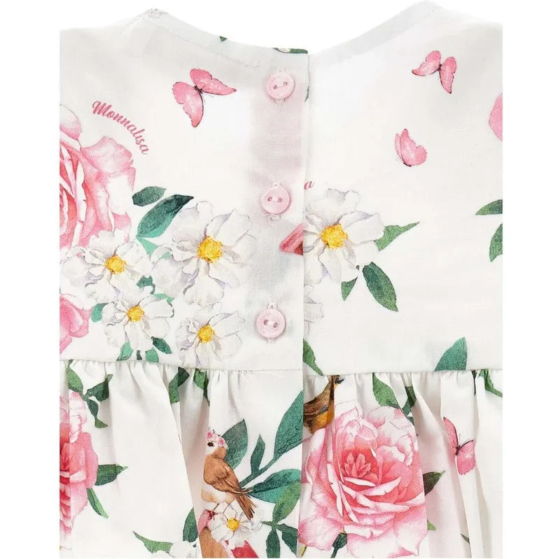 Girls White Floral Shirt