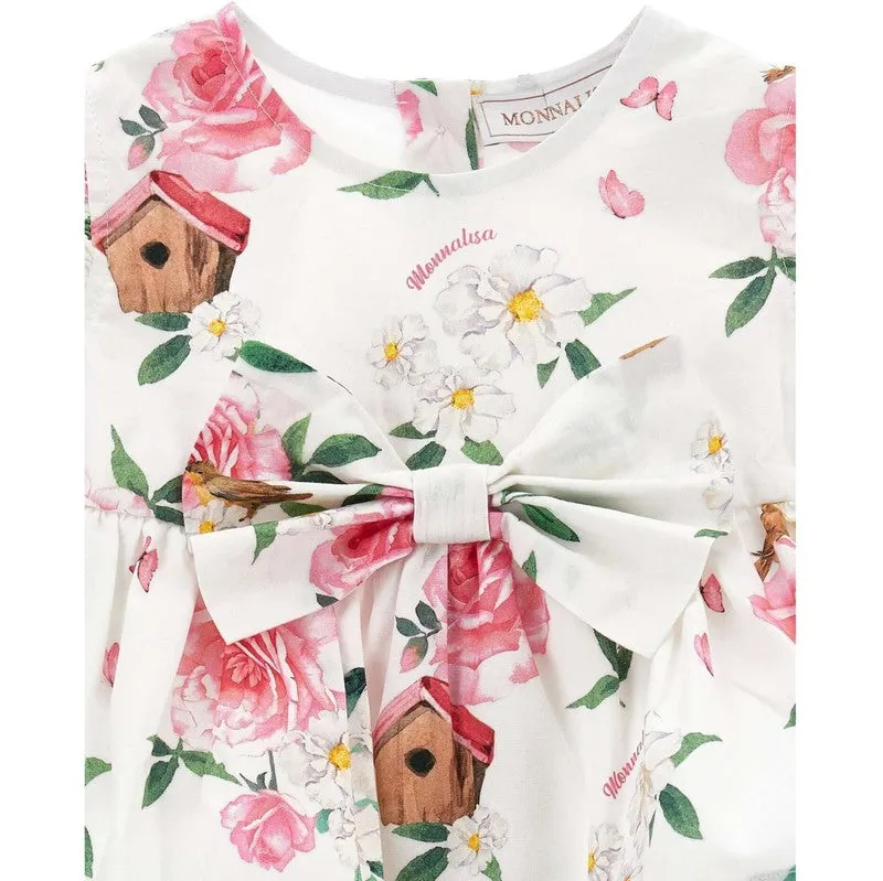 Girls White Floral Shirt