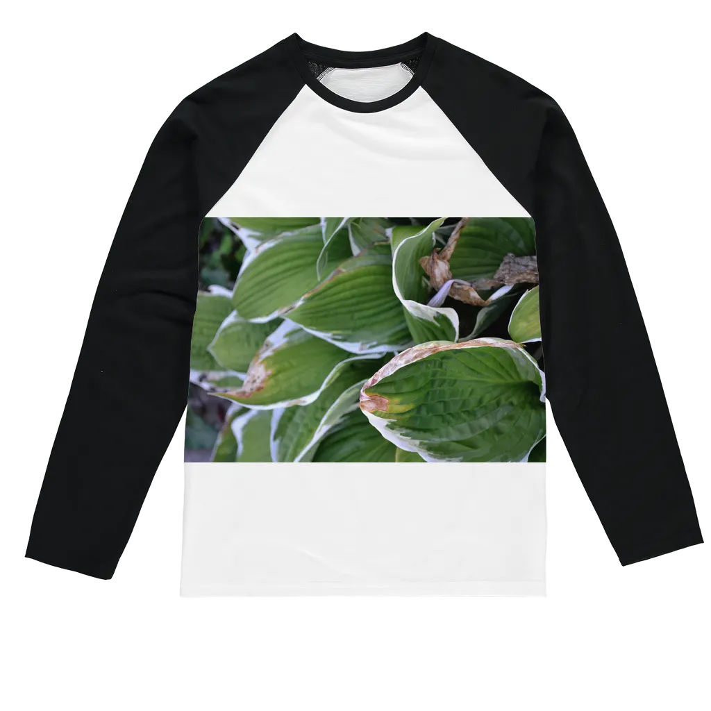 Green Leaves Sublimation Baseball Long Sleeve T-Shirt