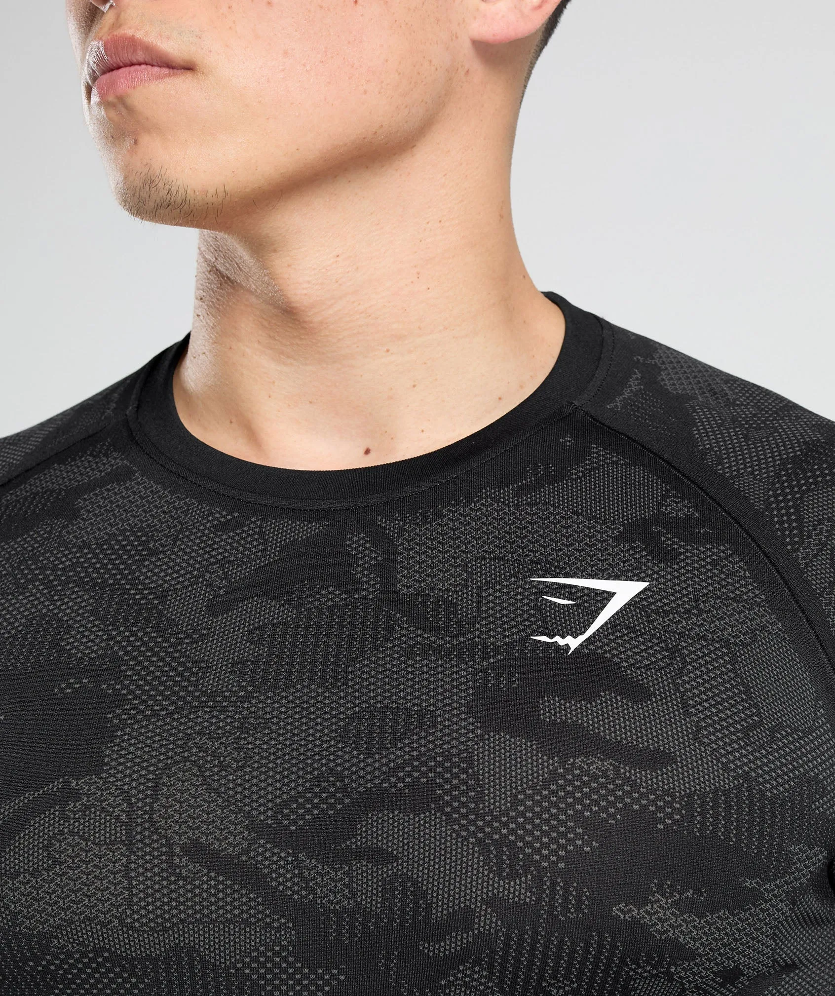 Gymshark Geo Seamless Long Sleeve T-Shirt - Black/Charcoal Grey
