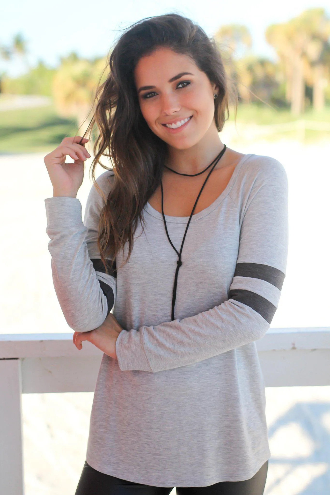Heather Gray Varsity Top