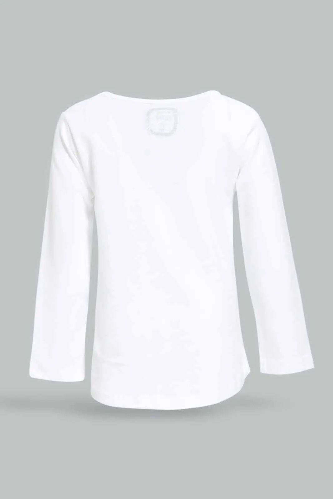 Infant Girls White Placement Print T-Shirt