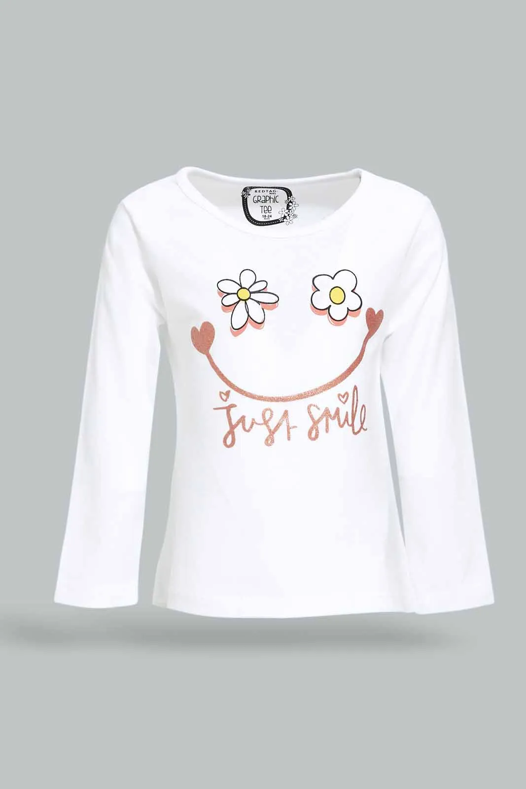 Infant Girls White Placement Print T-Shirt