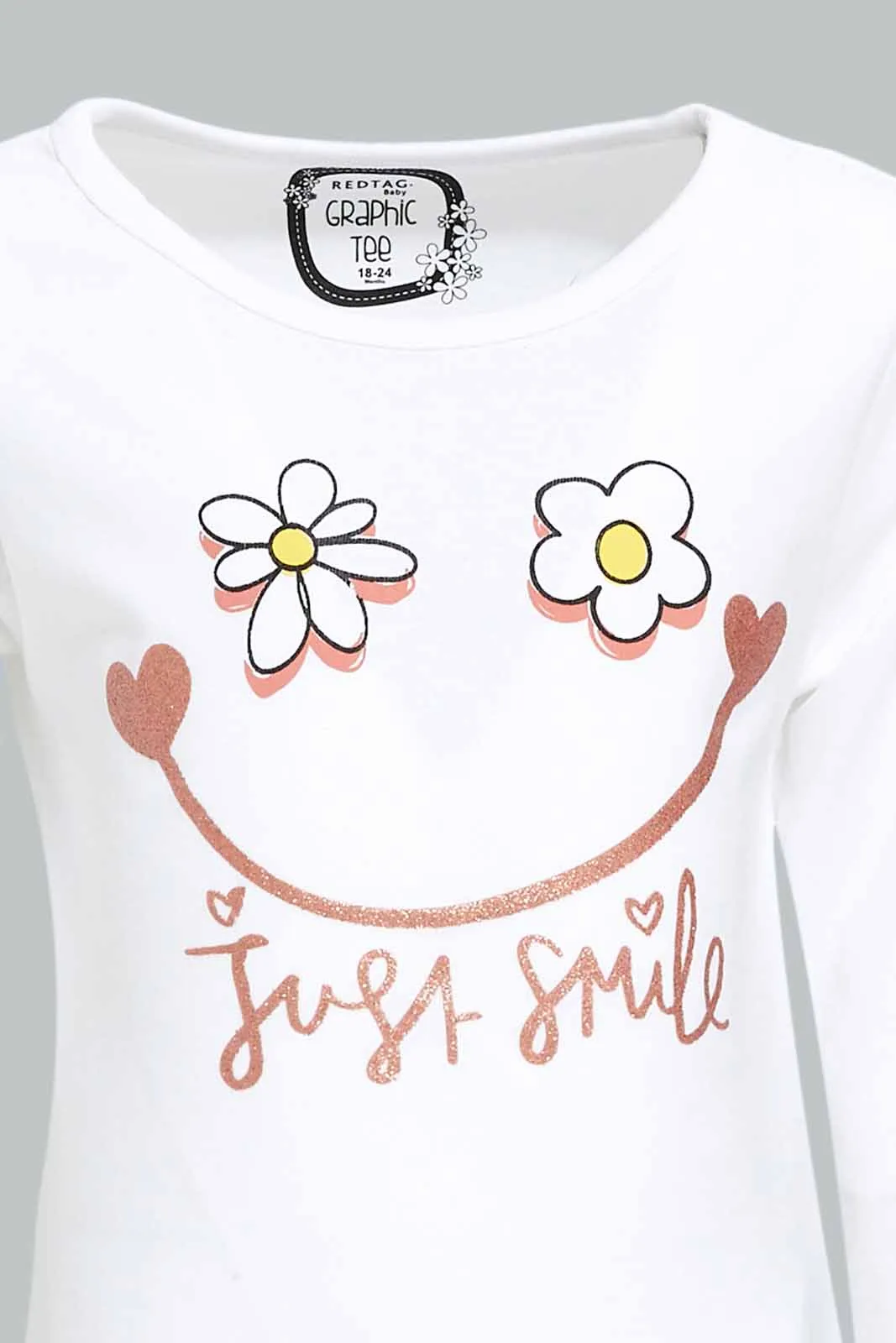 Infant Girls White Placement Print T-Shirt